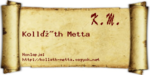 Kolláth Metta névjegykártya
